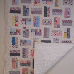 "Handmade Strip Quilt Modern Cotton Throw, 50"" X 65" - thumbnail 4