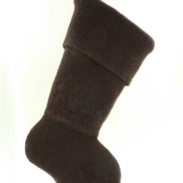 Christmas Stocking Boiled Wool Felt Floral Embroidery Brown Black Mother Of Pearl Buttons Ooak Sweater Recycled Repurposed 883 - thumbnail 3