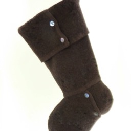Christmas Stocking Boiled Wool Felt Floral Embroidery Brown Black Mother Of Pearl Buttons Ooak Sweater Recycled Repurposed 883 - thumbnail 2