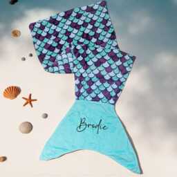 Personalised Mermaid Tail Blanket For Kids, Teens, Adults - Any Name Cosy Gift, Girls Boys, Birthday, Christmas Present Two Sizes - thumbnail 3