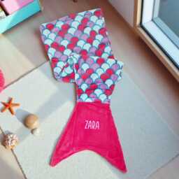 Personalised Mermaid Tail Blanket For Kids, Teens, Adults - Any Name Cosy Gift, Girls Boys, Birthday, Christmas Present Two Sizes - thumbnail 2