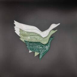3D Flying Swans Wall Sculpture Stone Cast Plaster Art-Bird Wall Decor - thumbnail 3