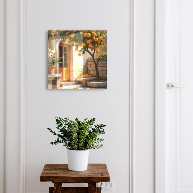 Orange Garden Wall Mounted Key Cabinet, Industrial Box, Painterly Nature, For Lovers Of Mediterranean Climates - image 1