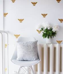 Bee Wall Decals, Gold Honey Nursery Decor - thumbnail 1