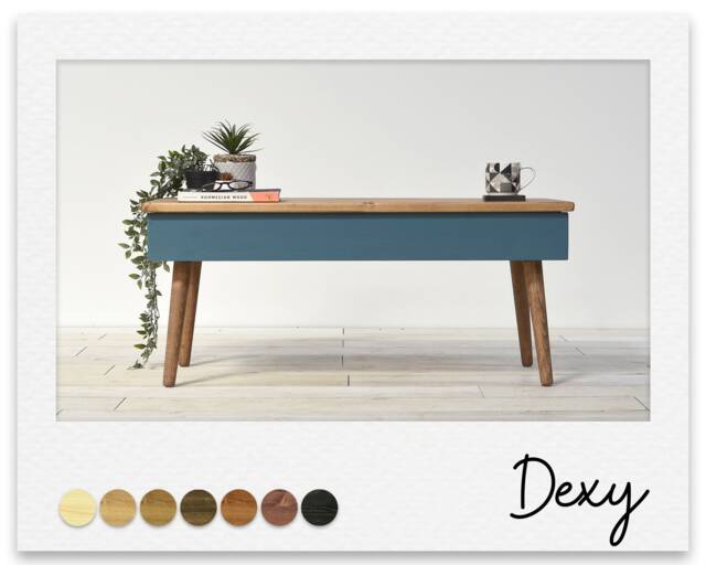 Mid Century Coffee Table With Drawer in Farrow & Ball Colours, Solid Wood, Made The Uk, Options On Colors, Range Of Sizes, Dexy - image 1