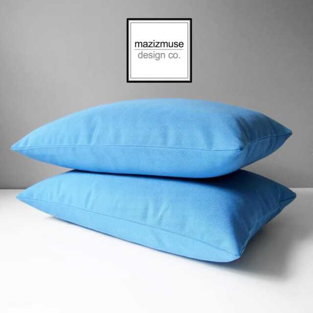 Capri Blue Sunbrella?? Outdoor Pillow Cover, Decorative Sky Cushions For Pool & Patio, Garden Decor By Mazizmuse - image 1