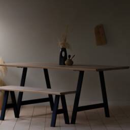 Konk ??? A Frame Table [Metal Legs] Bespoke Sizes Available Industrial Oak Or Walnut Kitchen & Meeting Table, Solid Steel Base Dining - thumbnail 3