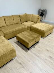 Mustard Gold Square Plain Ottoman Storage Foot Rest For Living Room - thumbnail 2
