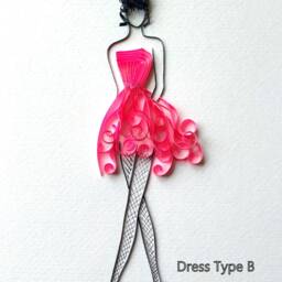 Quilling Art Dress Decor Elegant Woman in Red - 9x6 Inches - thumbnail 3