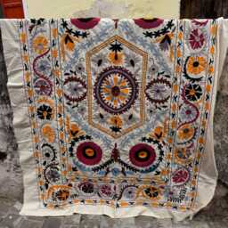 Vintage Suzani Quilt - Hand Embroidered Cotton Throw, Boho Bedspread Home Decor - thumbnail 2