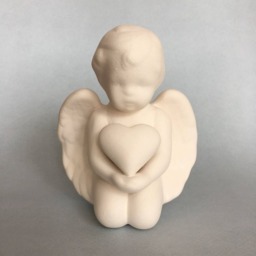 Valentines Day Gift, Ceramic Angel With Heart, Decor, White Angel, Gift For Her, Him, Idea, Art Bisque - thumbnail 3