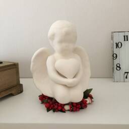Valentines Day Gift, Ceramic Angel With Heart, Decor, White Angel, Gift For Her, Him, Idea, Art Bisque - thumbnail 1