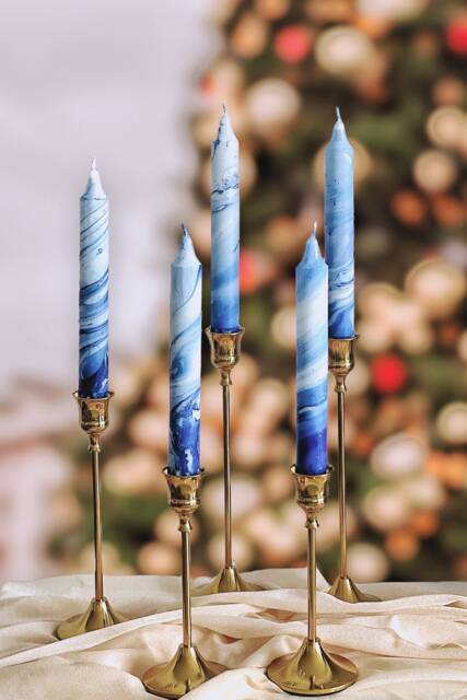 Candles Set, Marble Candles, Taper Candles, Dinner Candles, Blue & White Home Decor, Wedding Candles, Tall Taper Candles, Housewarming Gift - image 1