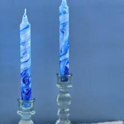 Candles Set, Marble Candles, Taper Candles, Dinner Candles, Blue & White Home Decor, Wedding Candles, Tall Taper Candles, Housewarming Gift - thumbnail 4