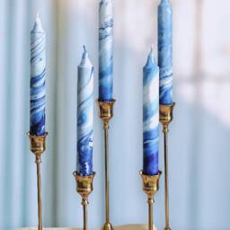 Candles Set, Marble Candles, Taper Candles, Dinner Candles, Blue & White Home Decor, Wedding Candles, Tall Taper Candles, Housewarming Gift - thumbnail 3