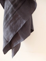 Charcoal Linen Waffle Bath Towel Boho Bathroom Decor