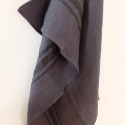 Charcoal Linen Waffle Bath Towel Boho Bathroom Decor - thumbnail 3