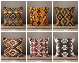 Kilim Print Cushion Cover-Farm House Rug Pillow Case-Ethnic Living Room Case-Authentic Cover-Gift For Her-Handmade Material - thumbnail 1