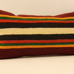 Handmade Lumbar Kilim Pillow 10x20Inch Oriental Home Boho Turkish Kilim Pillowcover Chair Small Oblong Cushion Cover Tribal 4Yef-94 - thumbnail 2