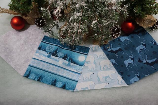 Christmas Tree Skirt - Polar Bears & Reindeer Blue, Silver, White 60 - image 1