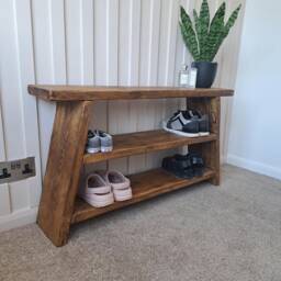 Shoe Rack - Tv Unit Rustic Wooden Bench Storage Hallway Table Stand Reclaimed