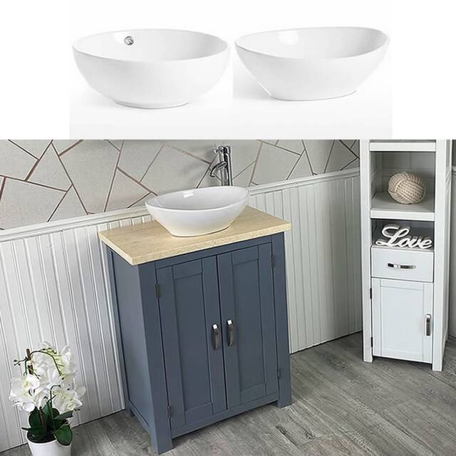 Bathroom Vanity Unit Painted Grey - Cream Marble Top Ceramic Basin Choice 310Gcmcbc - image 1