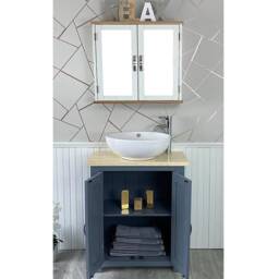 Bathroom Vanity Unit Painted Grey - Cream Marble Top Ceramic Basin Choice 310Gcmcbc - thumbnail 2