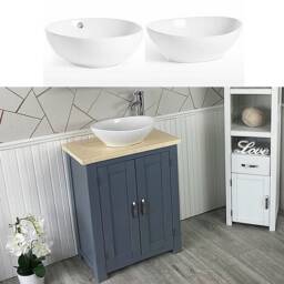 Bathroom Vanity Unit Painted Grey - Cream Marble Top Ceramic Basin Choice 310Gcmcbc