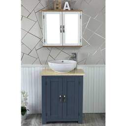 Bathroom Vanity Unit Painted Grey - Cream Marble Top Ceramic Basin Choice 310Gcmcbc - thumbnail 3