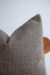 Brown Cream Striped Woven Pillow Cover - thumbnail 1