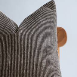 Brown Cream Striped Woven Pillow Cover - thumbnail 3