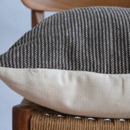 Brown Cream Striped Woven Pillow Cover - thumbnail 4