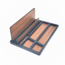 Walnut & Black Desk Organizer Wooden Office Storage - thumbnail 4