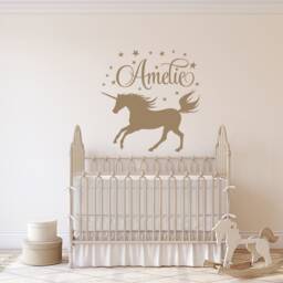 Personalized Unicorn Wall Decal Girls Name Nursery Decor Ww93 - thumbnail 1