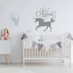 Personalized Unicorn Wall Decal Girls Name Nursery Decor Ww93 - thumbnail 3