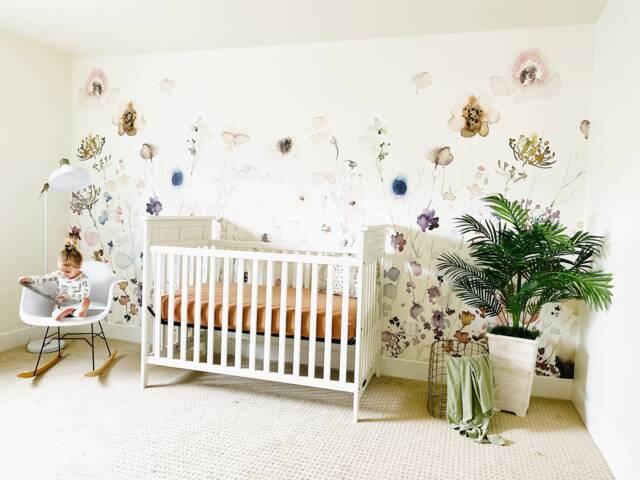 Delicate Watercolor Floral Meadow Wall Mural, Hand-Painted Flowers in Earthy Tones Wallpaper, Nursery D??cor - image 1