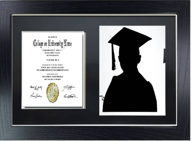 Graduation Black Mount Double Photo Frame For 1 A4 Certificate & 8x10'' Photograph - image 1