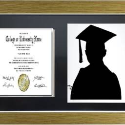 Graduation Black Mount Double Photo Frame For 1 A4 Certificate & 8x10'' Photograph - thumbnail 2