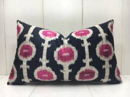 Handwoven Silk Ikat Pillow Cover 12x20, Decorative Lumbar Cushion