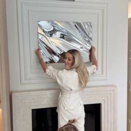 Chrome Metal Wall Art Abstract Mirror Sculpture, Hand-Made Reflective Decor - thumbnail 2