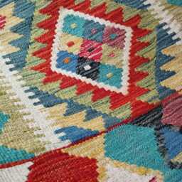 Multicolour Runner Rug, Handmade Artisan Afghan Turkish Scandinavian Navajo Bohemian Flatweave Wool Kilim Rug 211x67 cm - thumbnail 2