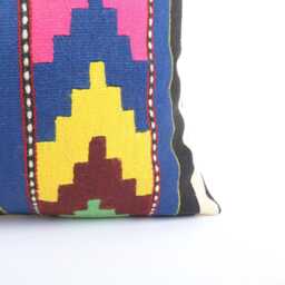 Vintage Turkish Kilim Pillow Cover Bohemian Wool Cushion - 18''x18'' - thumbnail 2