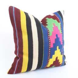 Vintage Turkish Kilim Pillow Cover Bohemian Wool Cushion - 18''x18'' - thumbnail 3
