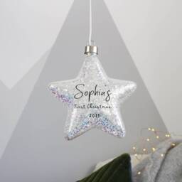 First Christmas Star Hanging Decoration Light Bauble - Up Personalised Night 1St - thumbnail 3