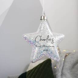 First Christmas Star Hanging Decoration Light Bauble - Up Personalised Night 1St - thumbnail 1