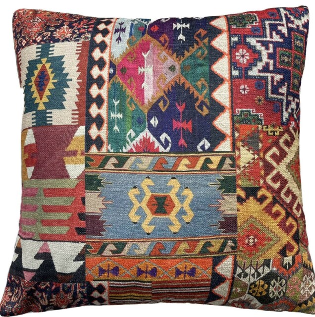 Kilim Cushion Cover Oriental Moroccan Rug Print Cotton Fabric 16-24 - image 1
