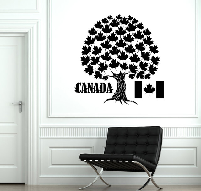 Canada Wall Vinyl Decal Symbol Maple Tree Canadian Flag Decor Stickers 2016Di - image 1