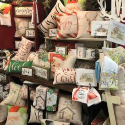 Swirly Santa Pillow -- Whimsical Art Christmas - 034 - thumbnail 3