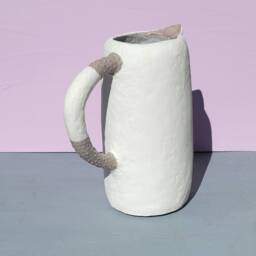 White & Gray Paper Mache Pitcher Wet Vase Cyril - thumbnail 3
