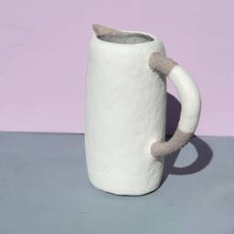White & Gray Paper Mache Pitcher Wet Vase Cyril - thumbnail 2